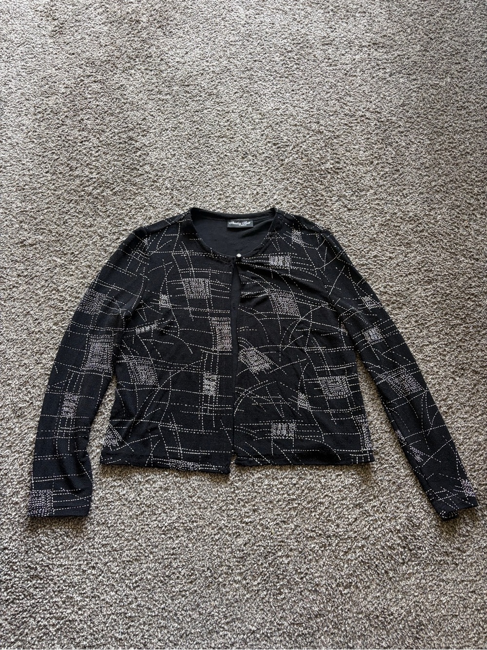 Black Sparkly Patterned Women's Cardigan